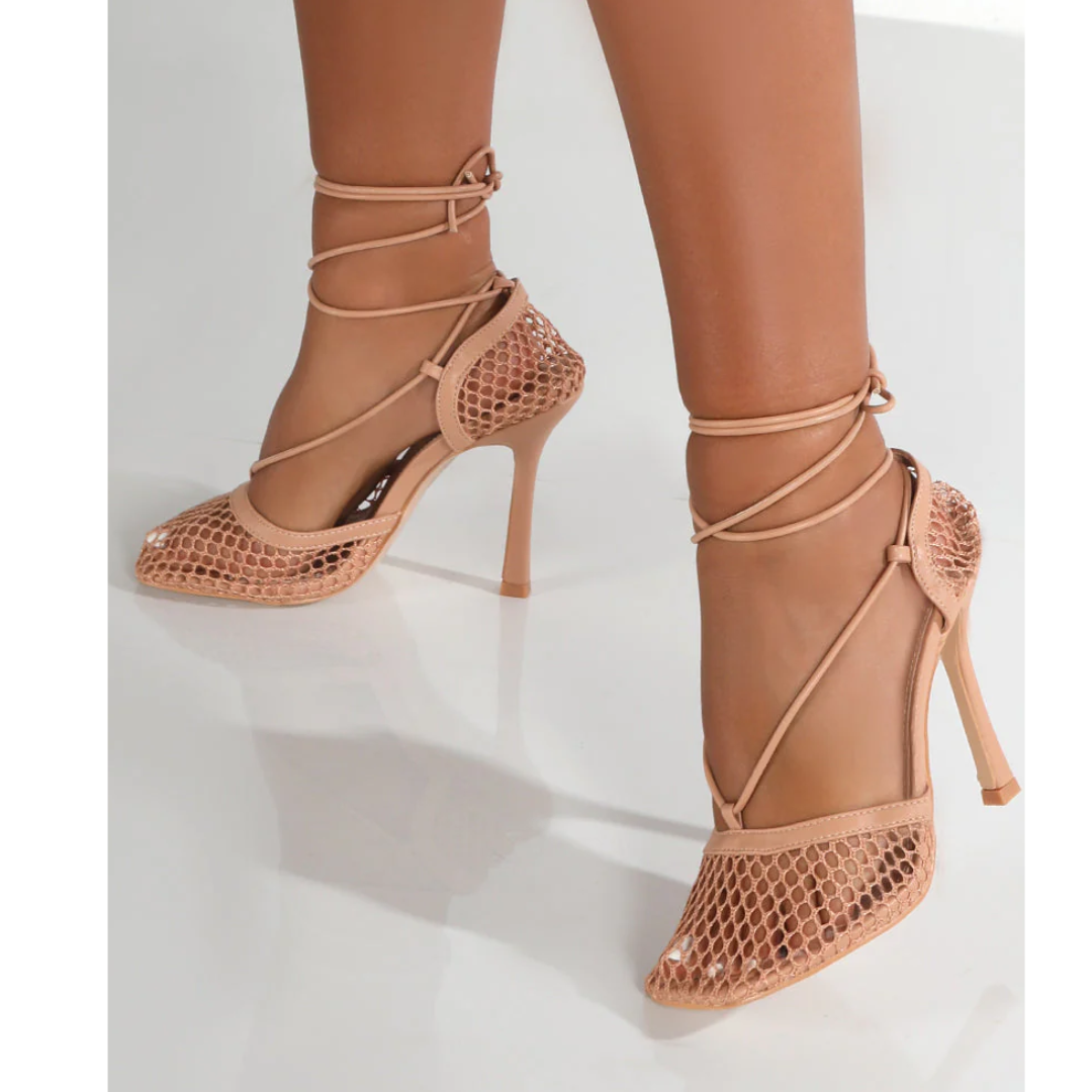 BRIELLE Fishnet Heels